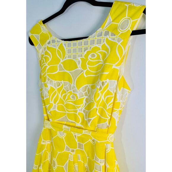 Robbie Bee Women's Size 12 Petite Lemon Yellow Dress Vintage Inspired Cottage - Picture 2 of 12